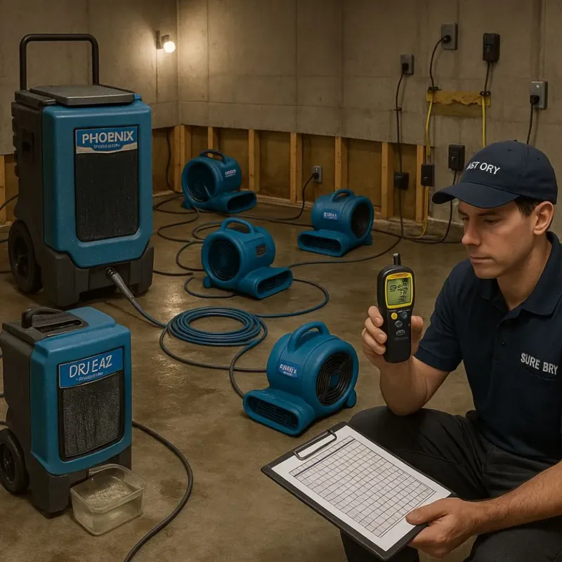 Structural Drying and Dehumidification process in Whitaker, PA
